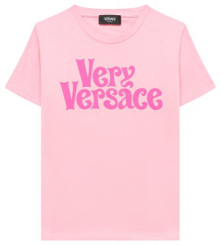 Хлопковая футболка Versace 1000239/1A09013 Для пошива прямой футболки оттенка