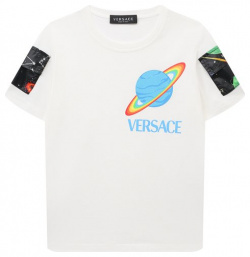 Хлопковая футболка Versace 1007800/1A07223/8A 14A