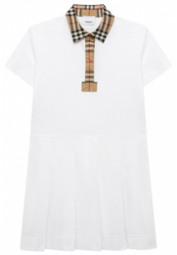 Хлопковое платье Burberry 8053562 Создавая белое с короткими рукавами