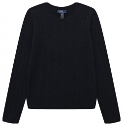 Кашемировый пуловер Polo Ralph Lauren 313562294 Темно синий с круглым