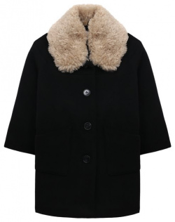 Шерстяное пальто Paade Mode 234203637/4 8 Однобортное черное прямого кроя