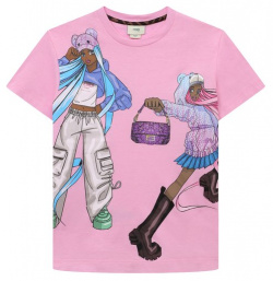Хлопковая футболка Fendi JFI298/7AJ/8A 12+ Для пошива розовой футболки