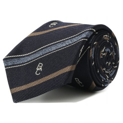 Шелковый галстук Brunello Cucinelli BM897W504 Темно синий с диагональным