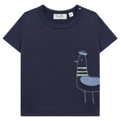 Хлопковая футболка Sanetta 902378 Для создания синей футболки с вышитой сбоку