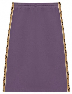 Хлопковая юбка Gucci 596244/XJB8Z Фиолетовая трапеция зазвучала по новому