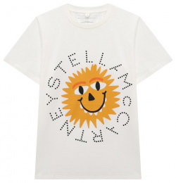 Хлопковая футболка Stella McCartney TT8S01 Для изготовления кремовой футболки с