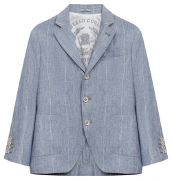 Льняной пиджак Brunello Cucinelli BB40BH046B Для пошива голубого однобортного
