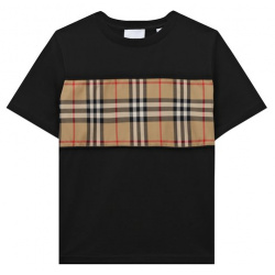 Хлопковая футболка Burberry 8064784A1189 Черную футболку с короткими рукавами