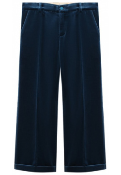 Бархатные брюки Gucci 616363/XWAJ9 Прямые синие со стрелками – идеальное