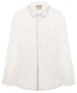 Хлопковая рубашка Gucci 692761 Строгий дизайн белой рубашки с длинными рукавами