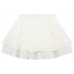 Хлопковая юбка Stella McCartney TU7A91 Молочно белая расклешенная мини с