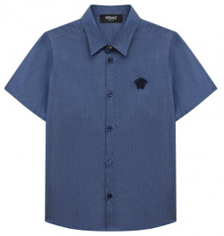 Джинсовая рубашка Versace 1013836/1A09738/4A 6A В синей рубашке с бантовой