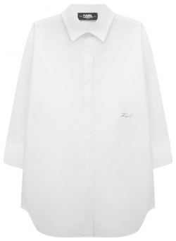 Хлопковое платье рубашка Karl Lagerfeld Kids Z30080 Свободное белоснежное