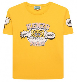 Хлопковая футболка Kenzo K60259/3 5 Футболку прямого кроя делают по летнему