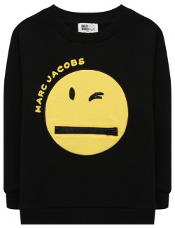 Хлопковый свитшот MARC JACOBS (THE) W60033/2A 5A Желтый эмодзи Smiley на черном