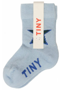 Хлопковые носки TINYCOTTONS SS24 382 Голубые с синими жаккардовыми