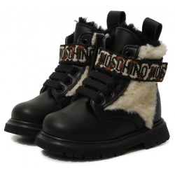 Утепленные ботинки Moschino 78628 Для пошива черных ботинок использовали прочную