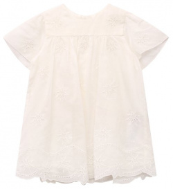 Хлопковое платье Chloé C20152_1 Молочно белое с вышивкой ришелье