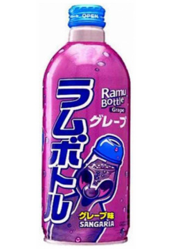 Лимонад газированный Ramune: Lemonade Grape – Вкус винограда (500мл) Hata Kosen Co  Ltd