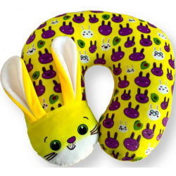 Мягкая игрушка подушка дорожная Заяц (жёлтый) Мальвина 