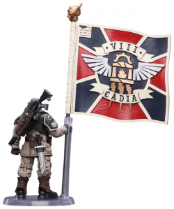 Фигурка Warhammer 40 000:  Astra Militarum – Cadian Command Squad Veteran with Regimental Standard 1:18 (10 7 см) JoyToy
