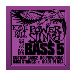 2821 Power Slinky 5 String Nickel Wound Electric Bass Strings  50 135 Gauge ERNIE BALL