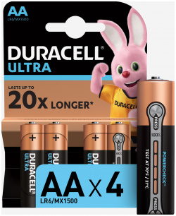 Батарейки щелочные Duracell Ultra АА  4 шт Черный 0038761D11