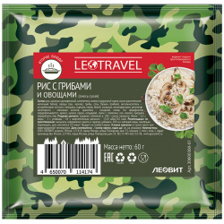 Блюдо быстрого приготовления Леовит LeoTravel Рис с грибами и овощами  7 пакетов по 60 г Зеленый 135144LVTNL1Z 1