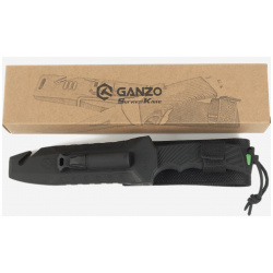 Нож туристический Ganzo G8012V2 BK с паракордом  Черный BKAMRTG2T