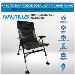 Кресло Nautilus Total Carp Chair Camo 48x39x66см нагрузка до 120кг  Черный NTCCAMOLYODN2L 02