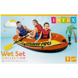 Лодка надувная Intex 58358 EXPLORER Pro 300 Set  3 местная насос весла до 200 кг Оранжевый 58358RVERI05 ORANGE