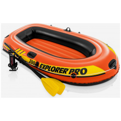 Лодка надувная Intex 58357 EXPLORER Pro 200 SET  2 мест + ручной насос пластиковые весла Оранжевый 58357RVERI05 ORANGE