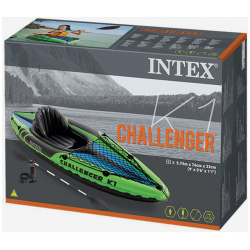 Надувная байдарка Intex 68305 Challenger K1 + весла насос  Зеленый 01717RIVII05 0