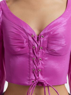 Атласная блузка со шнуровкой LOVE REPUBLIC 3452004323