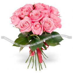 Розы поштучно Гранд Флора pr 7 15 розовых роз (70см)