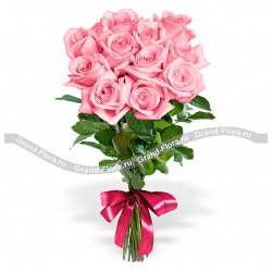 Розы поштучно Гранд Флора pr 6 11 розовых роз (70см)