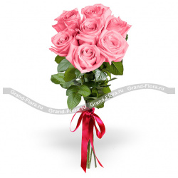 Розы поштучно Гранд Флора pr 3 7 розовых роз (70 см)