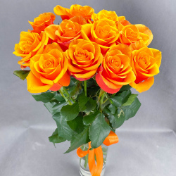 Розы поштучно Гранд Флора 3991 11 оранжевых роз 60 см