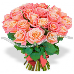25 роз Гранд Флора r098 Букет из персиковых