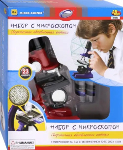 Микроскоп с опытами  23 предмета красный Eastcolight 21353