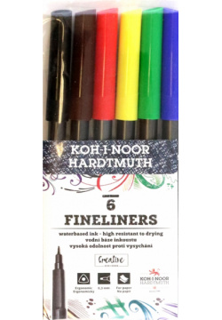 Набор линеров  Fineliners 6 цветов Koh I Noor на водной основе с