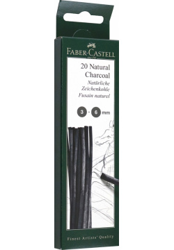 Уголь натуральный Monochrome  3 6 мм 12 штук Faber Castell