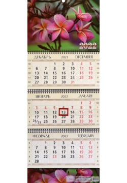 Календарь квартальный "Тропический цветок"  на 2022 год (КВК 3) Улыбка КВК 3