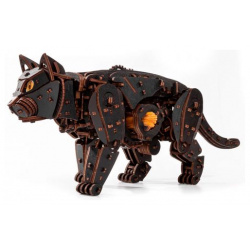 Сборная модель деревянная 3D Механический Черный Кот  Кошка Eco Wood Art