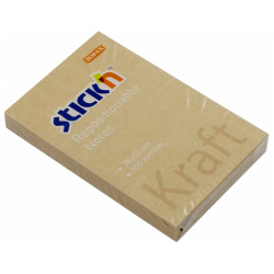 Блок самоклеящийся  Stick`n Kraft Notes 100 листов коричневый Stickn для