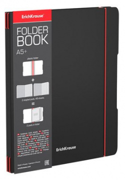 Тетрадь общая ученическая в съемной пластиковой обложке ErichKrause FolderBook Accent А5+  2x48 листов клетку красная Erich Krause