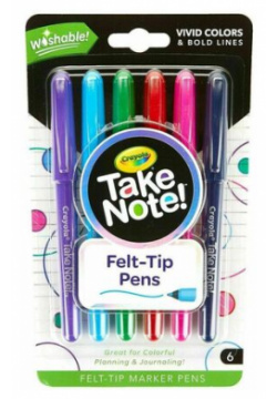Набор смываемых ультратонких фломастеров Crayola Take Note  6 штук