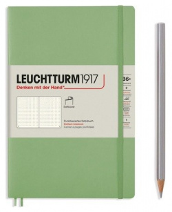 Записная книжка Leuchtturm Paperback В6+  в точку пастельный зеленый 123 страниц мягкая обложка 1917