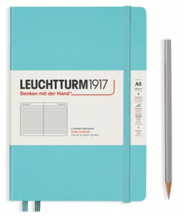 Записная книжка Leuchtturm Rising Colours А5  в линейку бирюзовая 251 страниц твердая обложка 1917