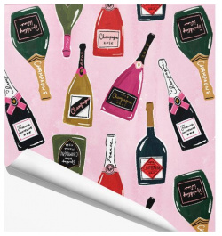 Упаковочная бумага Красота в Деталях Шампанское на розовом фоне  70 х 100 см
